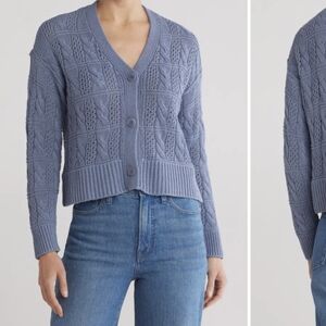 Madewell Open Stitch Cable Cotton Cardigan Sweater